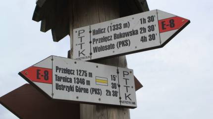 Punkt najważniejszych szlaków turystycznych Bieszczad Wysokich