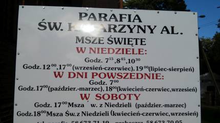 Msze święte w Parafii św. Katarzyny Aleksandryjskiej w Krokowej w niedziele, dni powszednie i soboty - godziny, fot. Justyna Bors, Mojeurlopy.pl