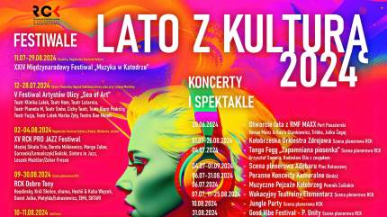 Lato z kulturą 2024 - Kołobrzeg. Festiwale , Koncerty, Spektakle - Program na lipiec i sierpień 2024. źródło: RCK Kołobrzeg